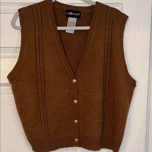 Sag Harbor Women's V-Neck Sweater Vest - Brown